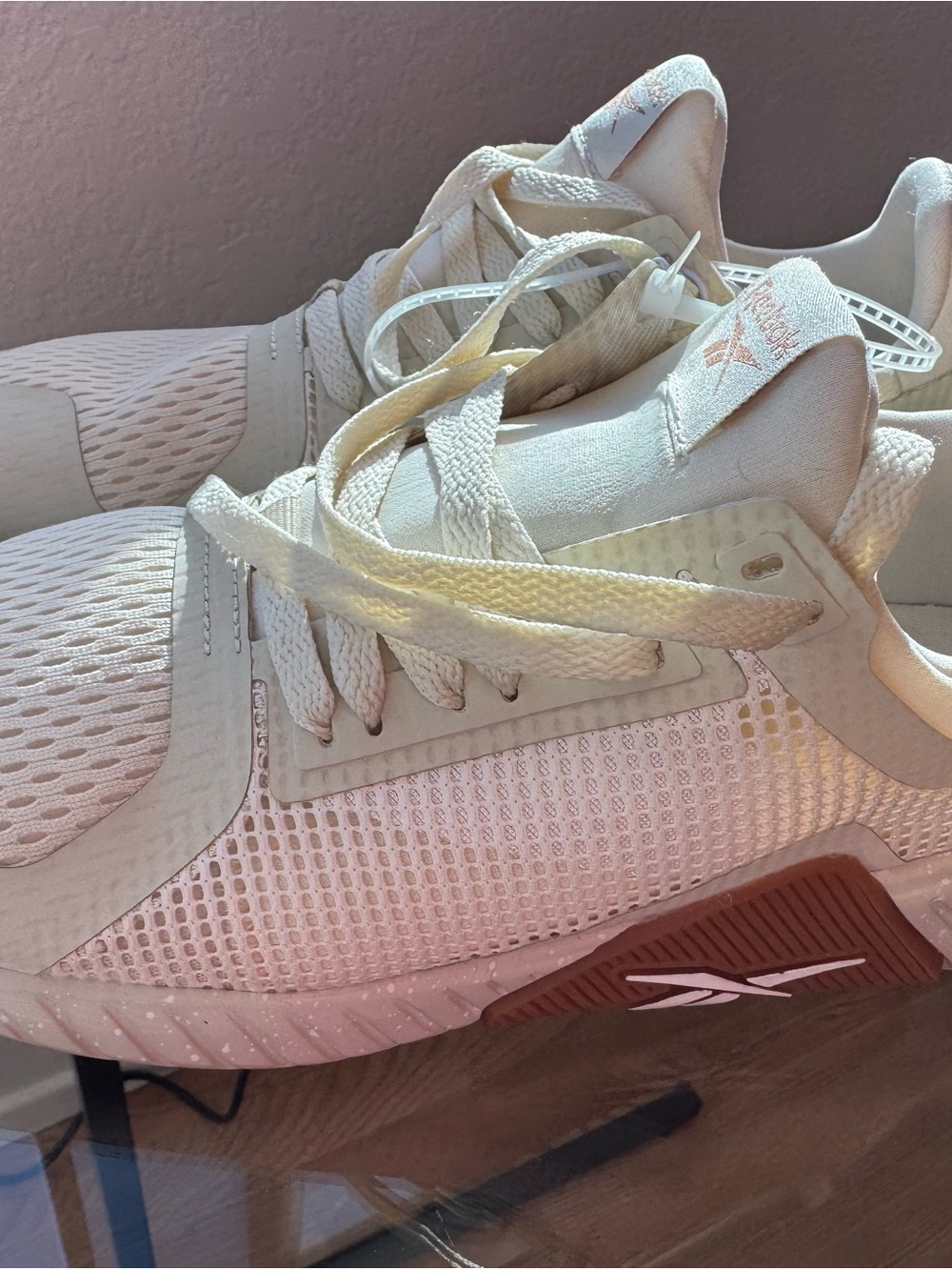 Reebok Women’s Athletic Mesh Trainers in Cream , size 10